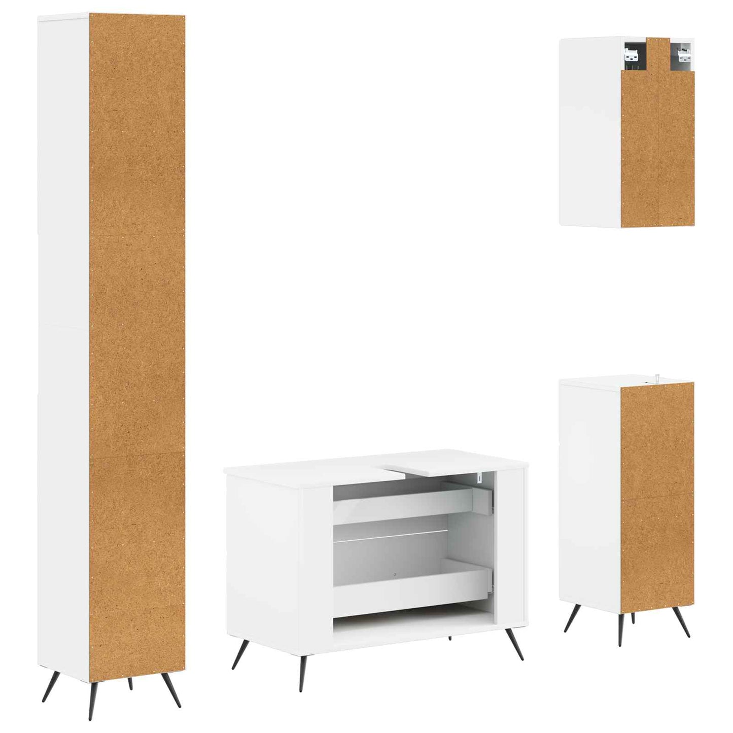 Bathroom Cabinet Set White Wood 30x31x190cm