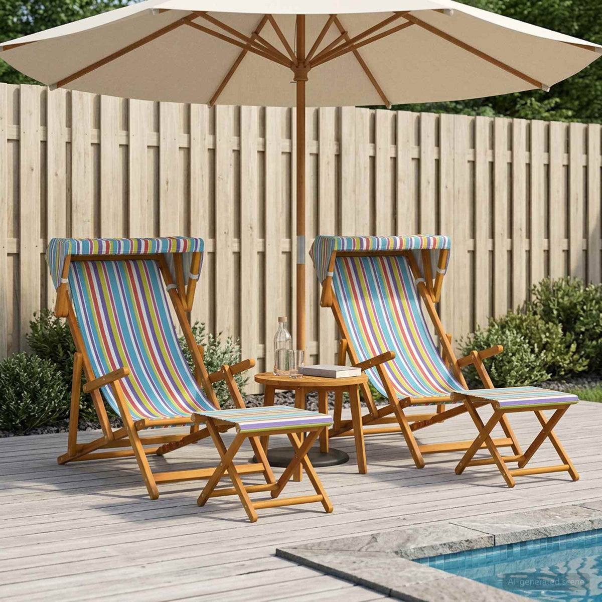 Eucalyptus Wood Deck Chairs Set of 4 | HomeAndLiving