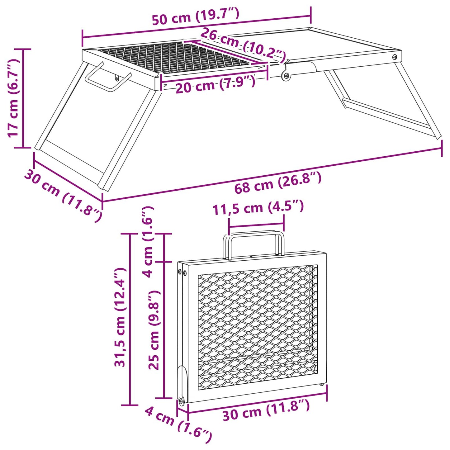 Foldable Camping Grill Portable Steel BBQ | HomeAndLiving