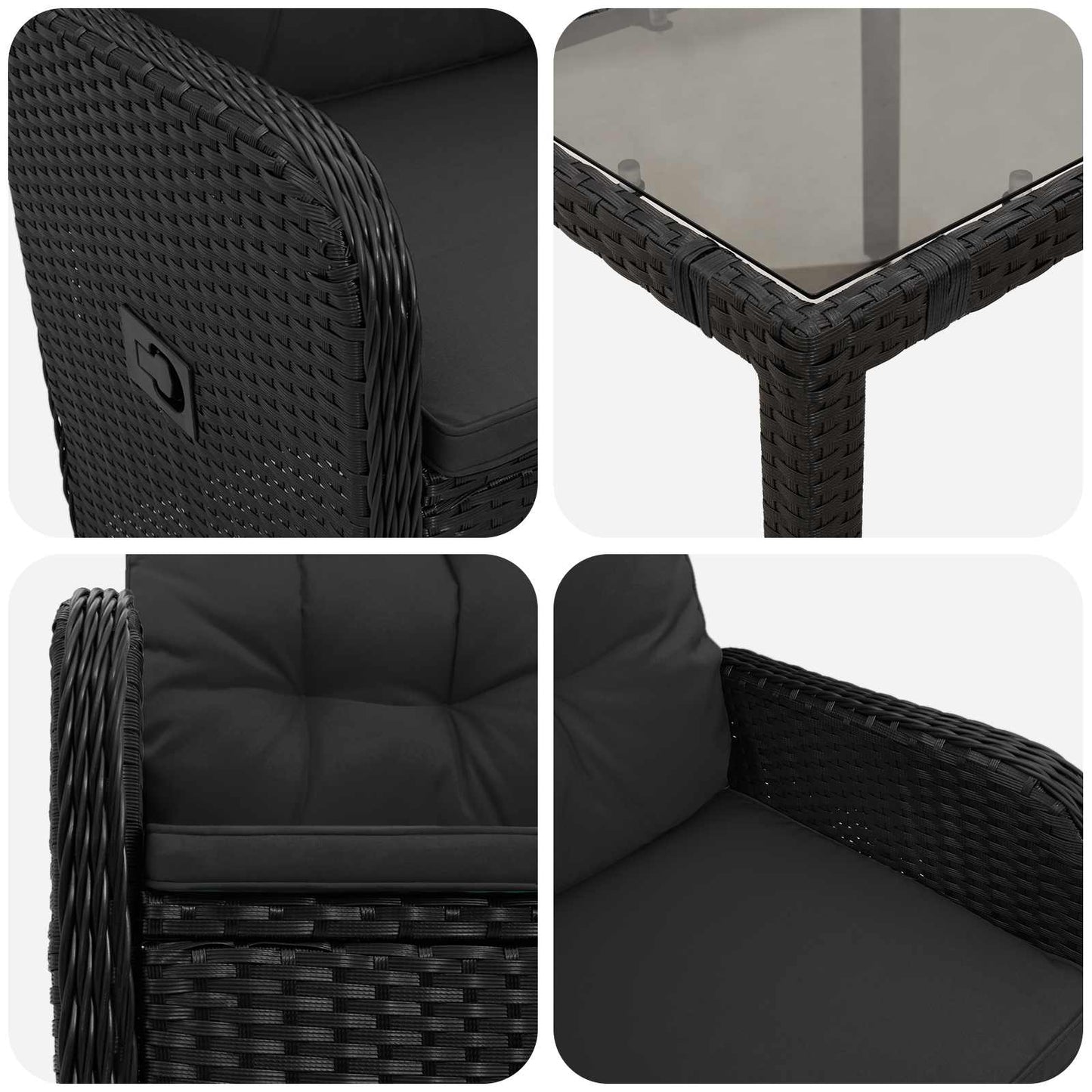Outdoor Dining Set 3 Piece Poly Rattan Black | HomeAndLiving