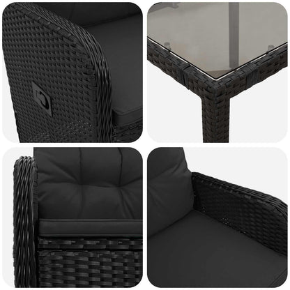 Outdoor Dining Set 3 Piece Poly Rattan Black | HomeAndLiving