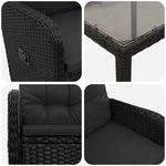 Outdoor Dining Set 3 Piece Poly Rattan Black | HomeAndLiving