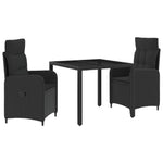 Outdoor Dining Set 3 Piece Poly Rattan Black | HomeAndLiving