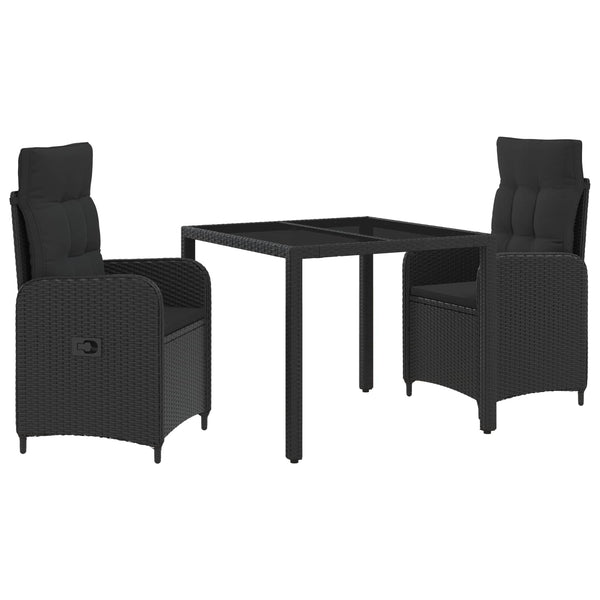 Outdoor Dining Set 3 Piece Poly Rattan Black | HomeAndLiving