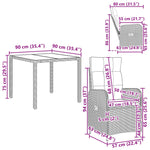 Outdoor Dining Set 3 Piece Grey | HomeAndLiving
