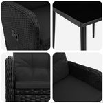PE Rattan Sofa Table Set 3 Piece Black | HomeAndLiving