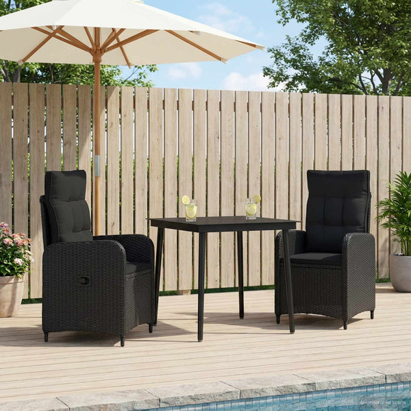  PE Rattan Sofa Table Set 3 Piece Black | HomeAndLiving