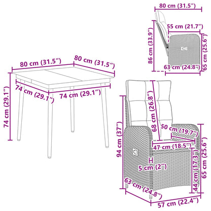 PE Rattan Sofa Table Set 3 Piece Black | HomeAndLiving