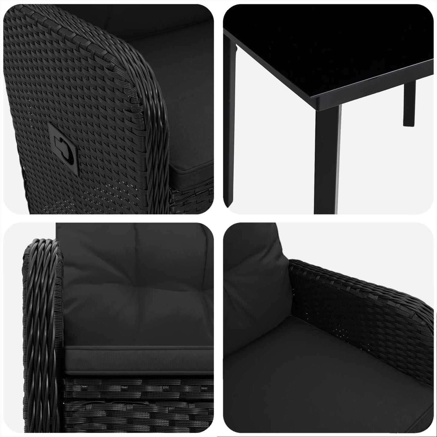 PE Rattan Sofa Table Set 3 Piece Black | HomeAndLiving