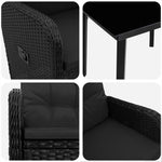 PE Rattan Sofa Table Set 3 Piece Black | HomeAndLiving