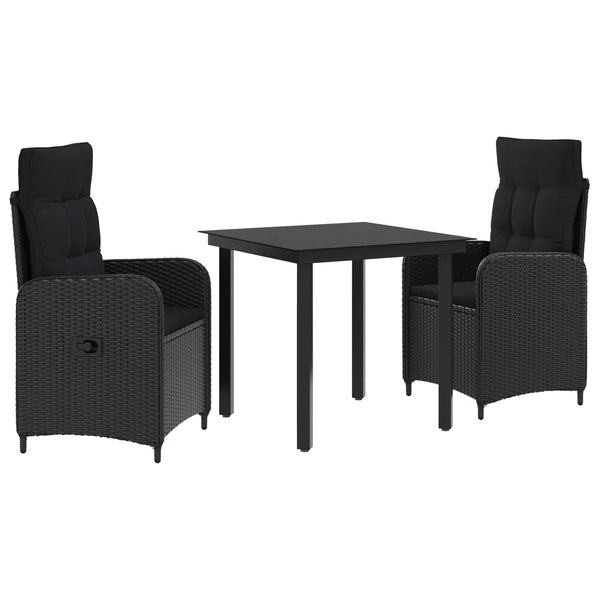  PE Rattan Sofa Table Set 3 Piece Black | HomeAndLiving