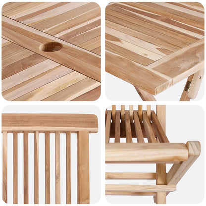 Teak Garden Furniture Natural Wood Set 120x70x75.5cm