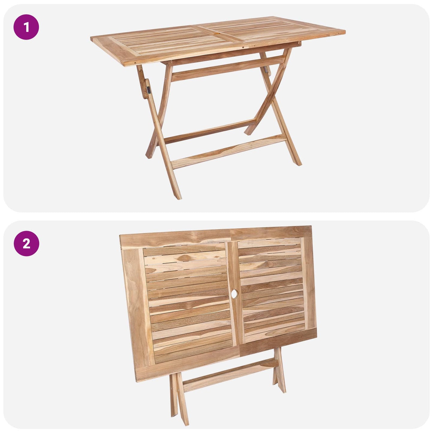 Teak Garden Furniture Natural Wood Set 120x70x75.5cm