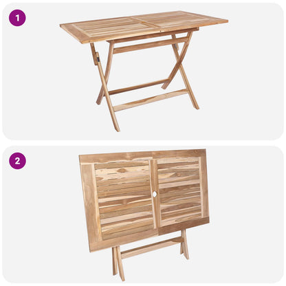 Teak Garden Furniture Natural Wood Set 120x70x75.5cm