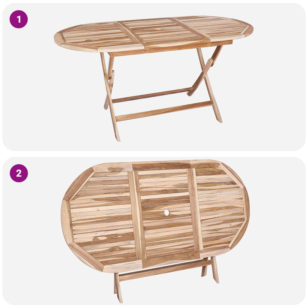 Teak Garden Furniture Set Natural 160x80x76cm
