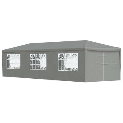 Party Tent 9x3m Light Grey PE Steel | HomeAndLiving