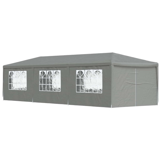 Party Tent 9x3m Light Grey PE Steel | HomeAndLiving
