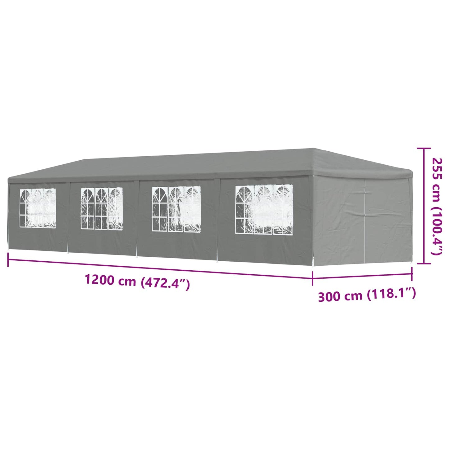 Party Tent 12x3m PE Steel Canopy | HomeAndLiving