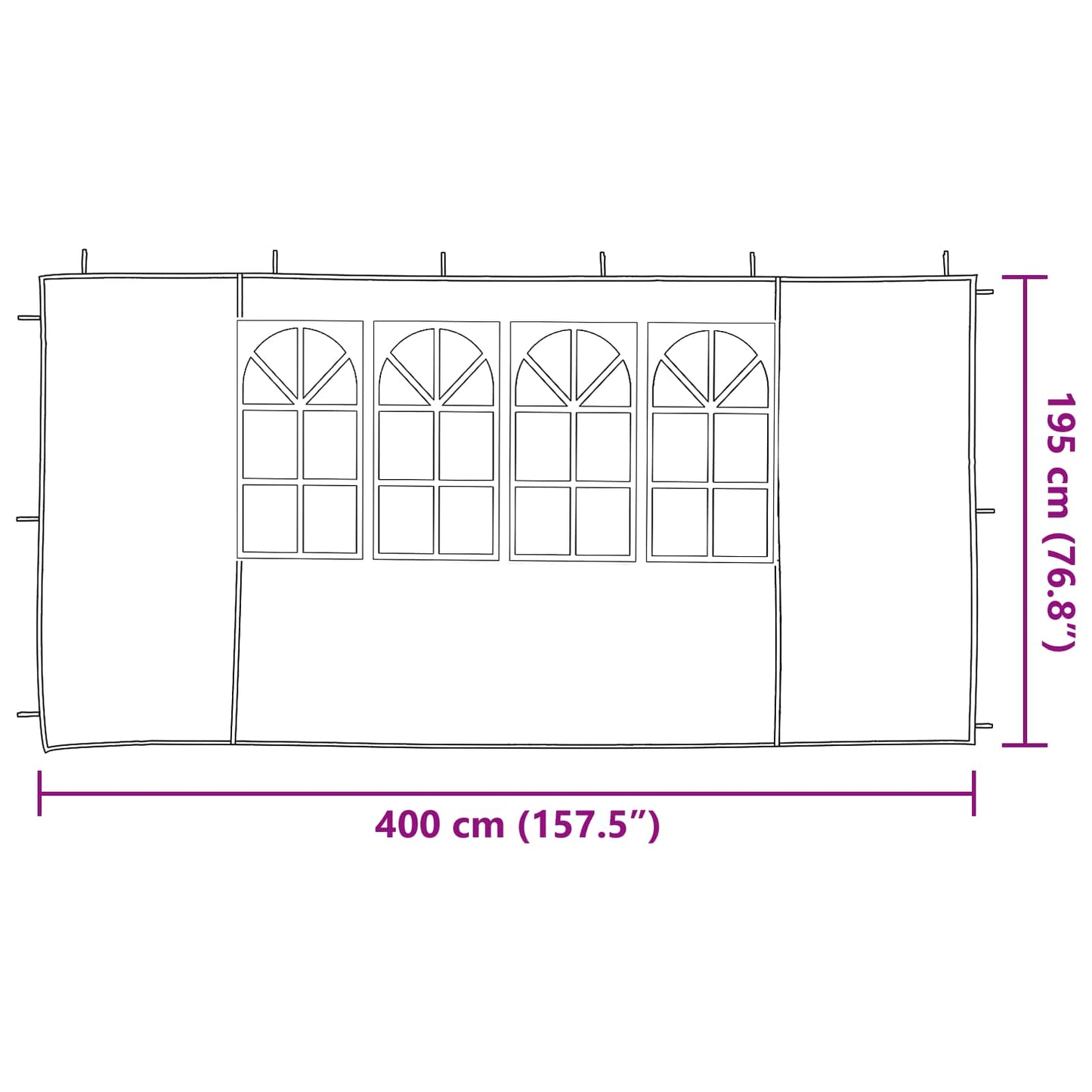 Party Tent Sidewalls 400x195cm White PE | HomeAndLiving