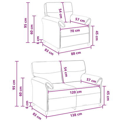 Grey Fabric Sofa Set 138x83x95cm