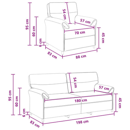 Grey Fabric Sofa Set 198x83x95cm