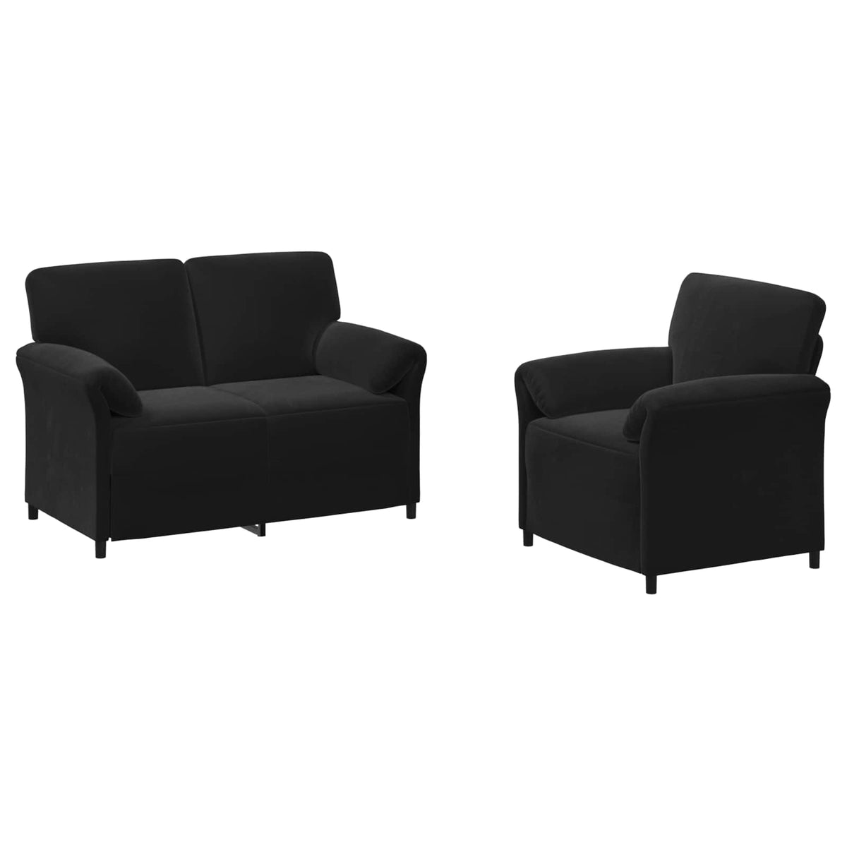 Black Velvet Sofa Set 2pc 138x83x95cm