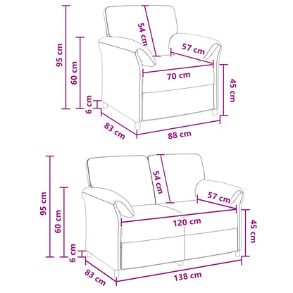 Black Velvet Sofa Set 2pc 138x83x95cm