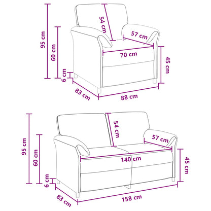 Black Velvet Sofa Set 158x83x95cm