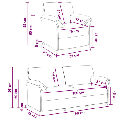 Black Velvet Sofa Set 198x83x95cm