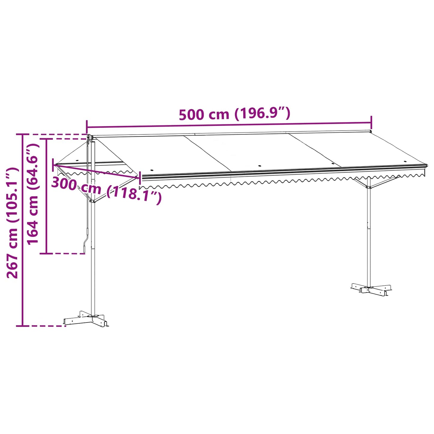 Free Standing Awning 5x3m Grey Polyester | HomeAndLiving