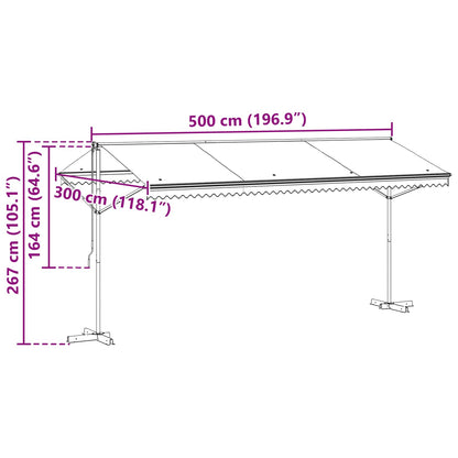 Free Standing Awning 5x3m Grey Polyester | HomeAndLiving