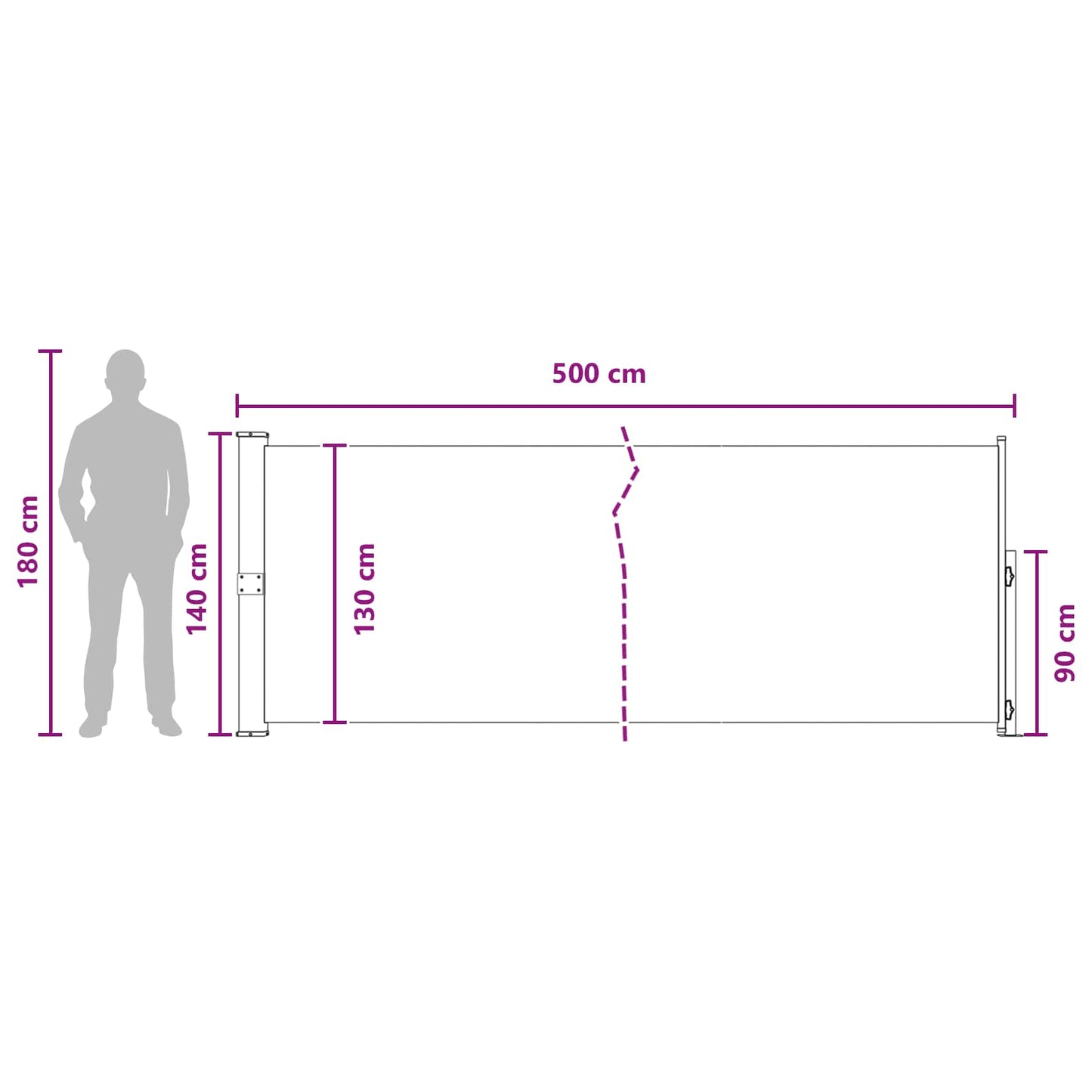 Retractable Side Awning 500x140cm Taupe | HomeAndLiving