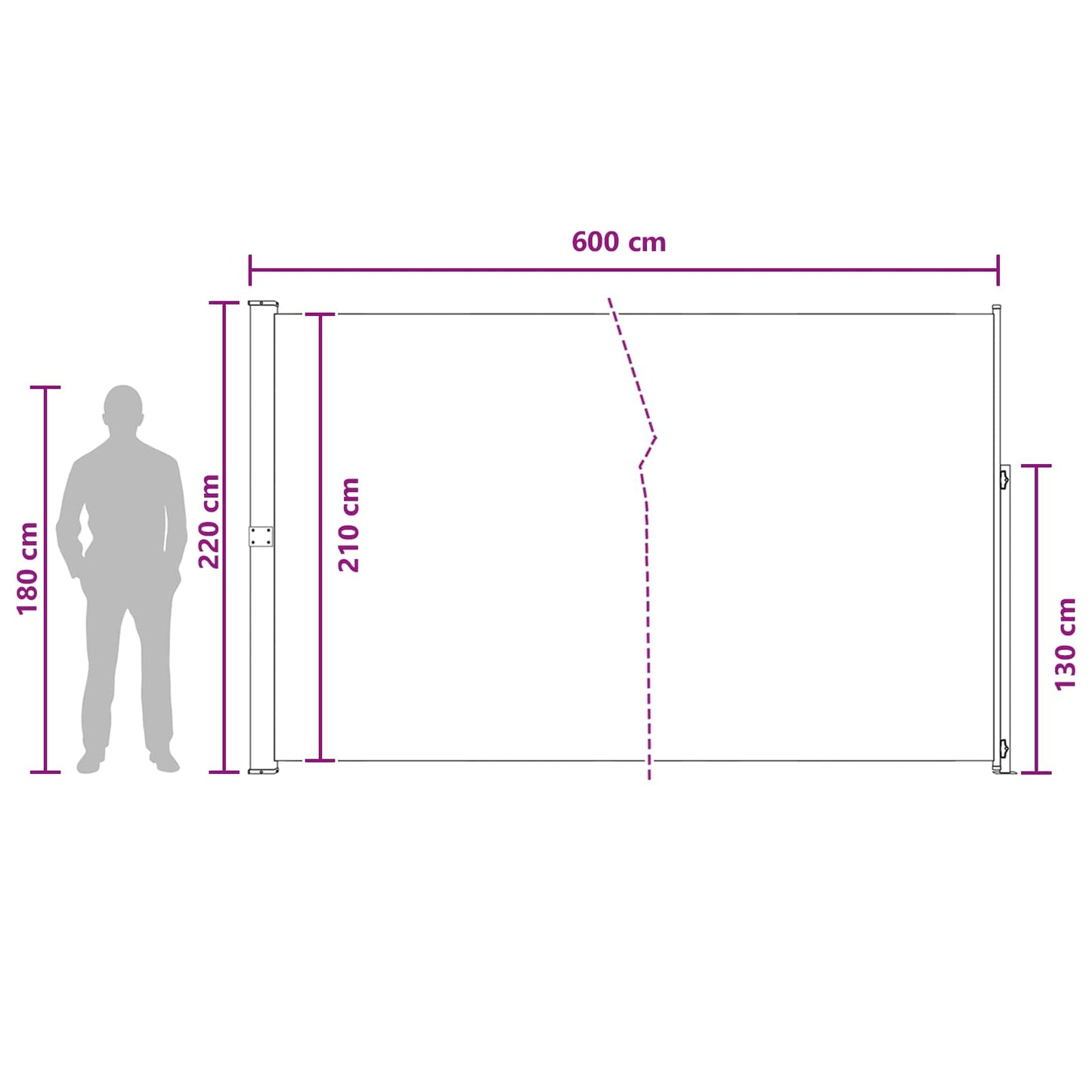 Retractable Side Awning Anthracite 600x220cm | HomeAndLiving