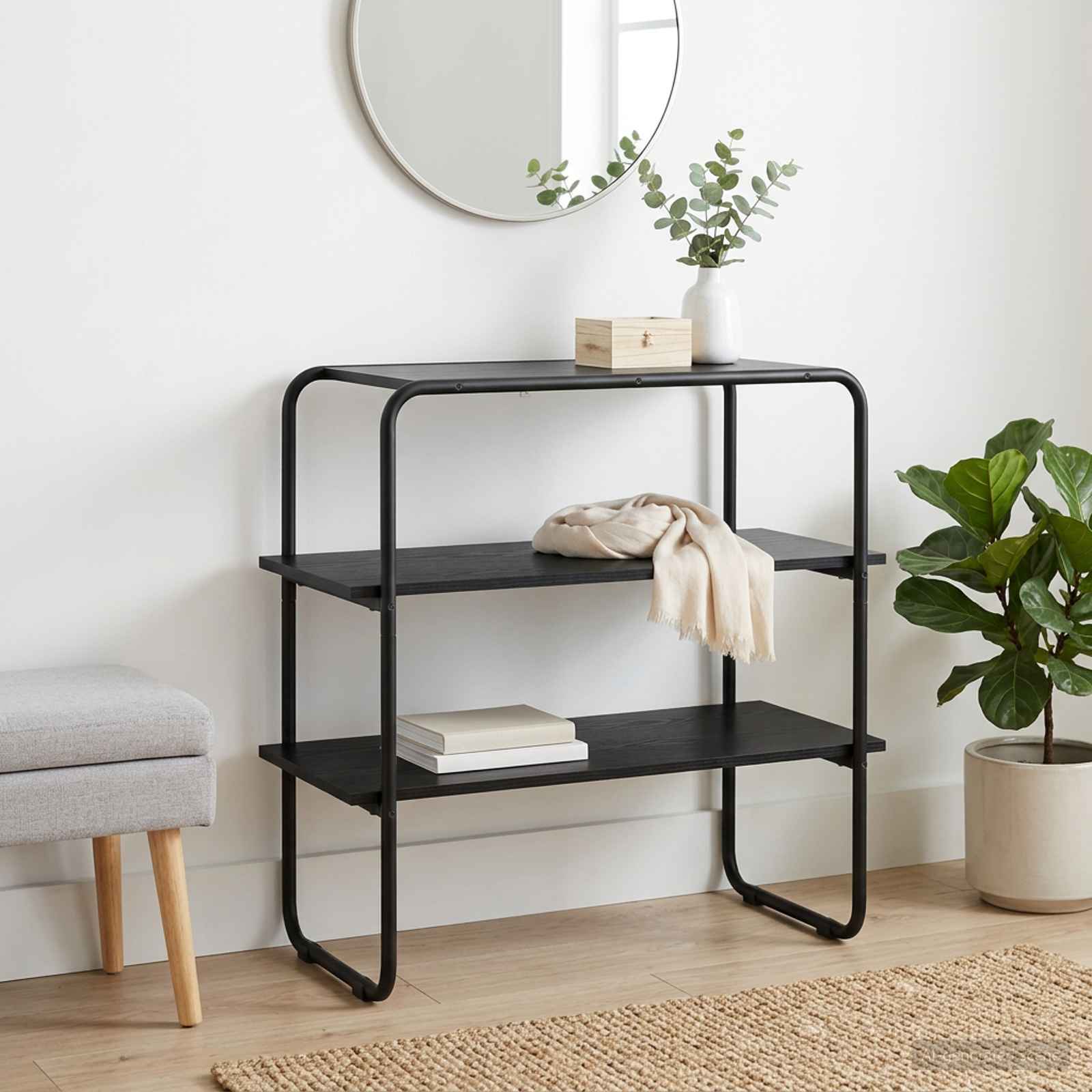 Black Oak Console Table 100cm Shelf | HomeAndLiving
