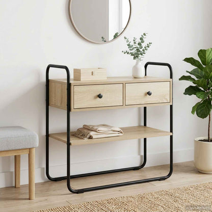 Sonoma Oak Console Table 2 Drawers 100cm | HomeAndLiving