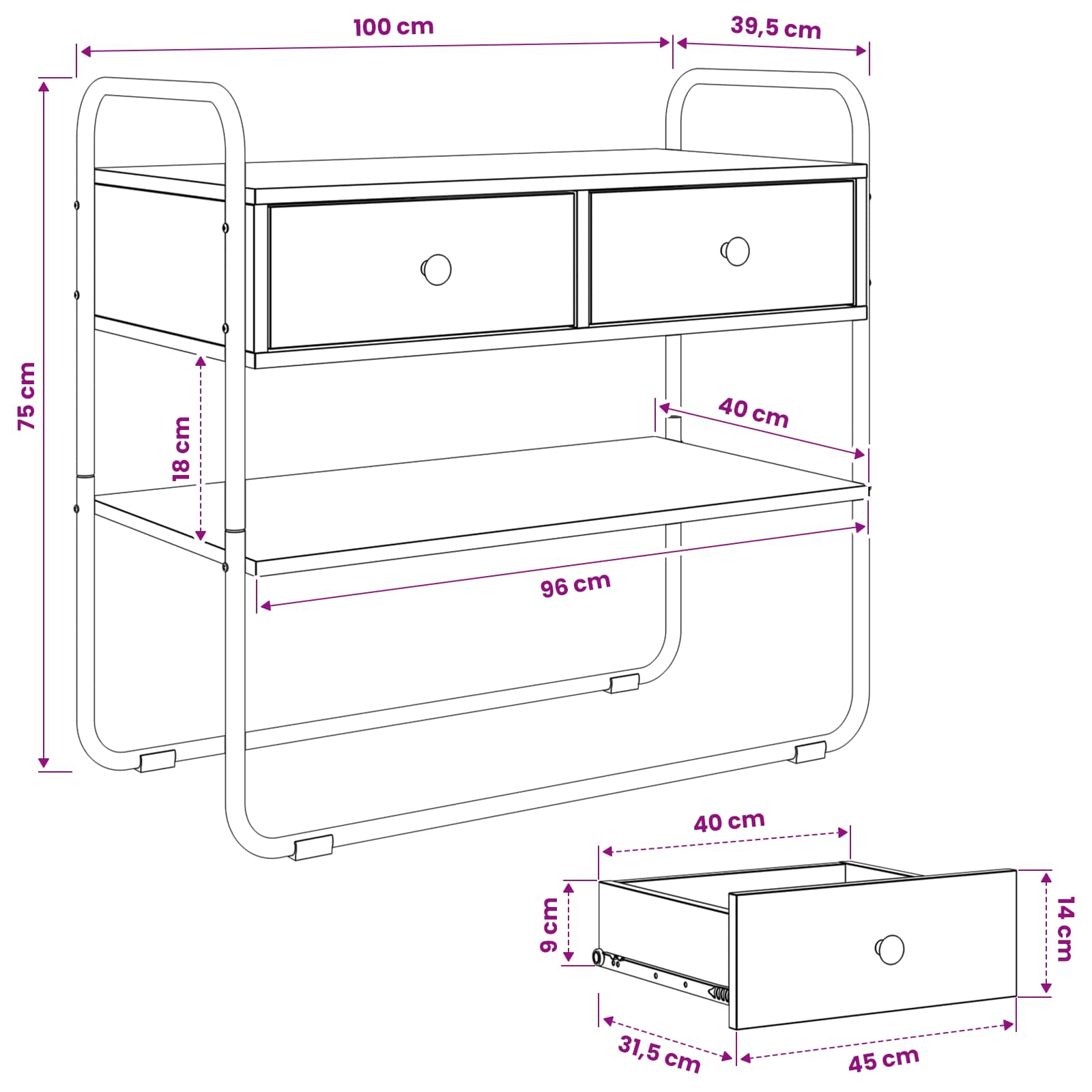 Sonoma Oak Console Table 2 Drawers 100cm | HomeAndLiving - 9