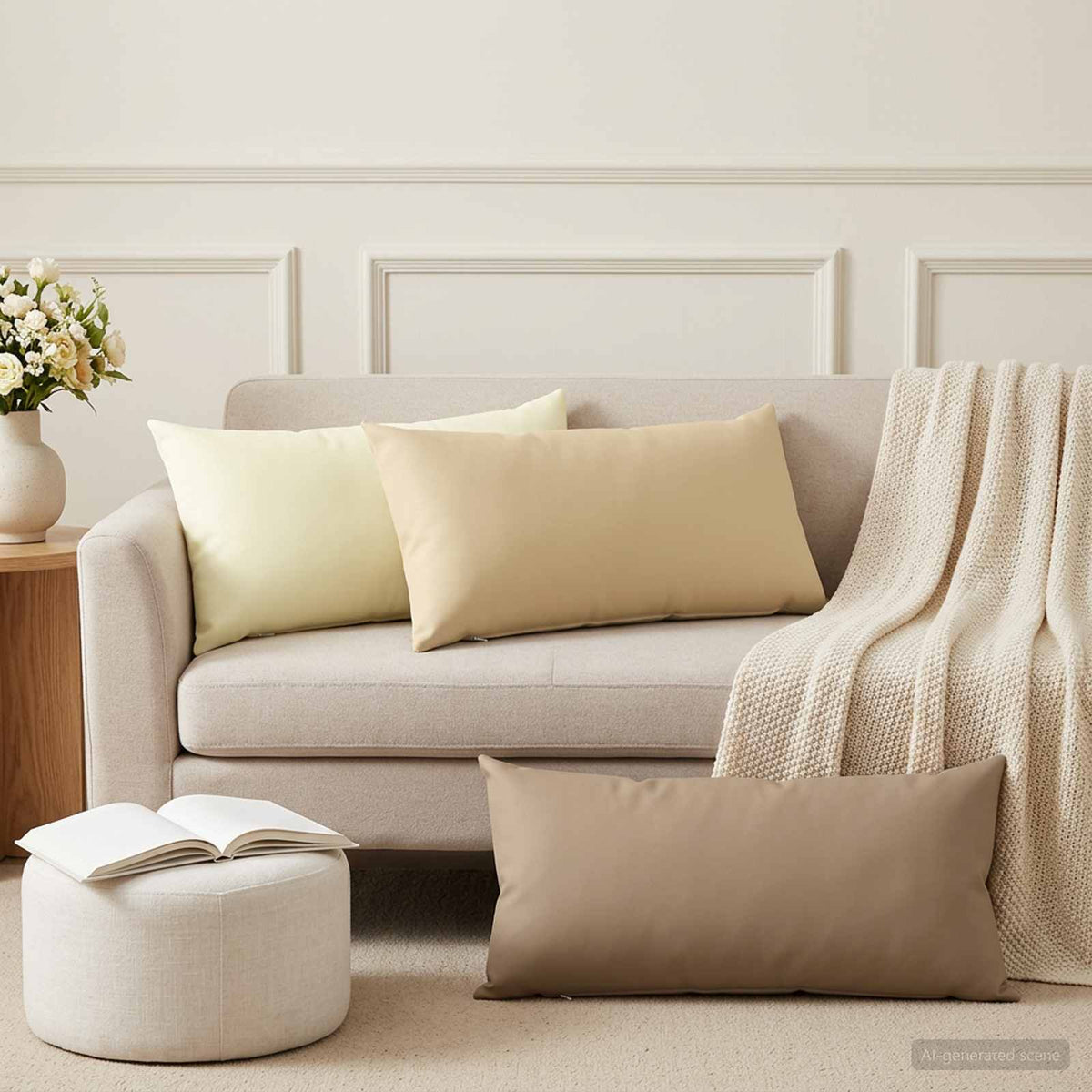 Cream Outdoor Cushion Set 40x70cm