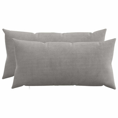 Cushion Covers Light Grey Corduroy 40x80cm