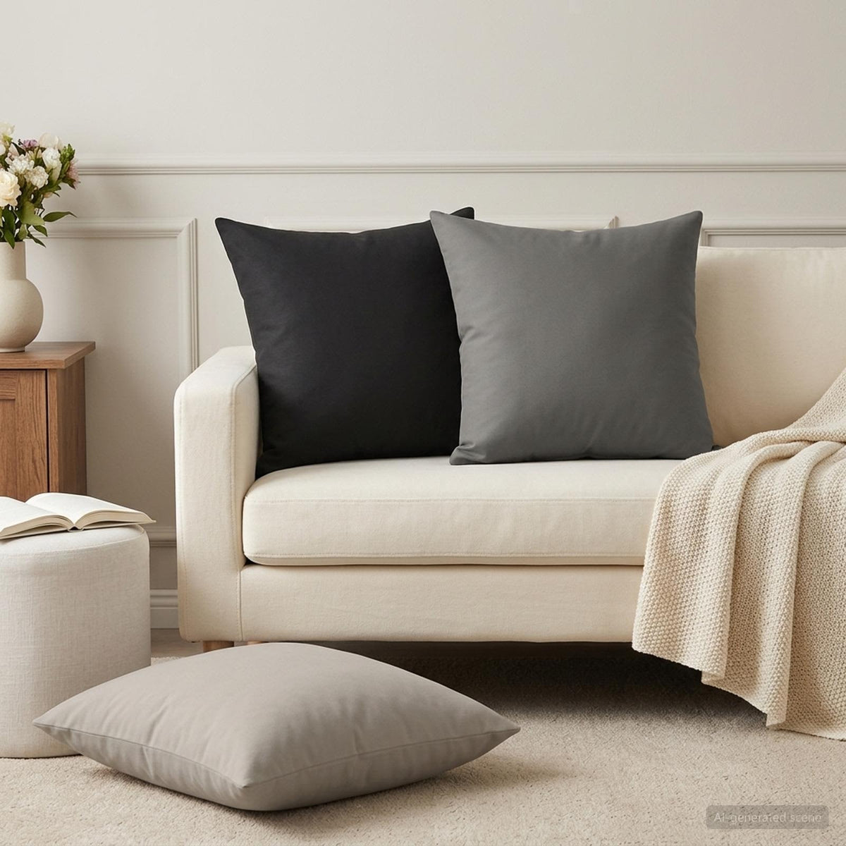 Outdoor Cushion Black Polyester 45x45cm