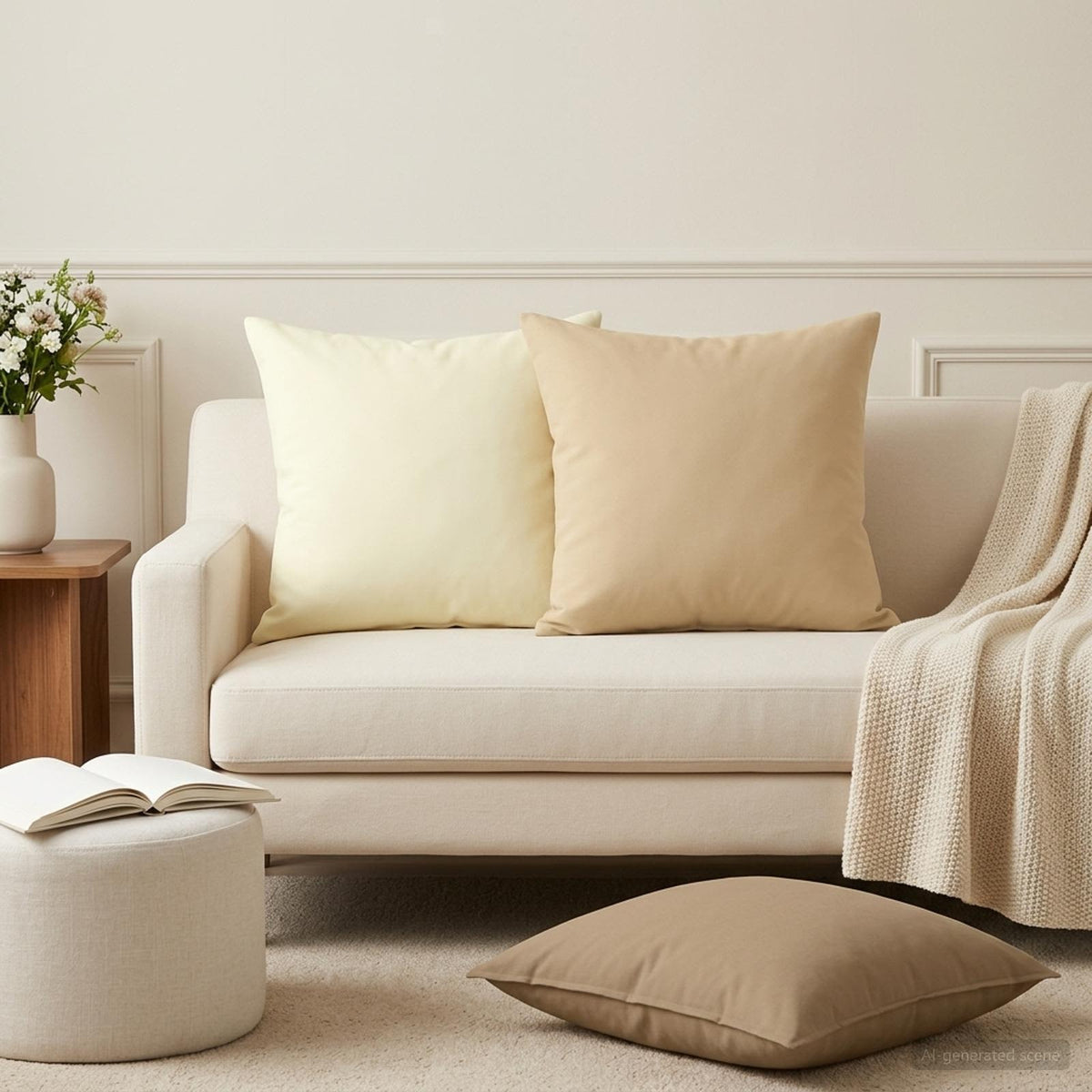 Taupe Cushion Set 2 Pieces 45x45cm
