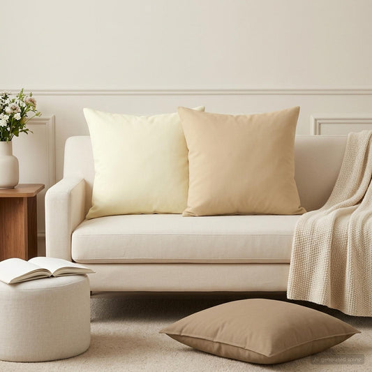 Cream Polyester Cushion Set 45x45cm