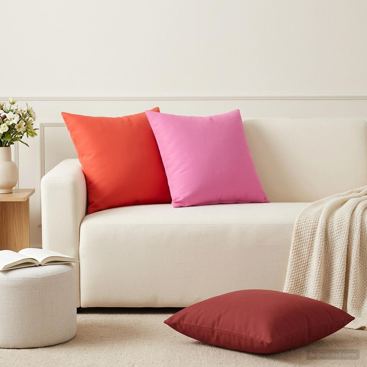 Red Outdoor Cushion Set 50x50cm