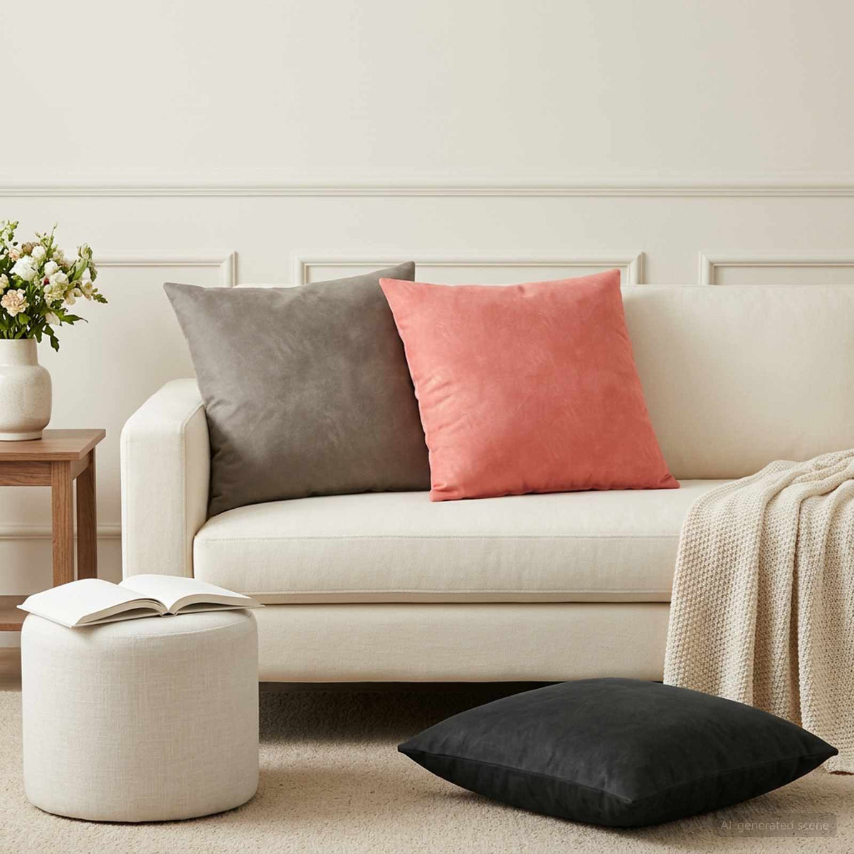 Velvet Cushion Dark Grey 60x60cm