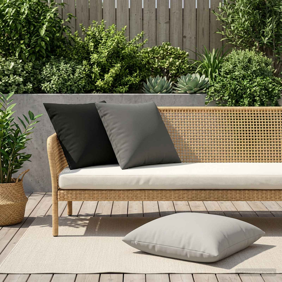Outdoor Cushion Black Polyester 60x60cm