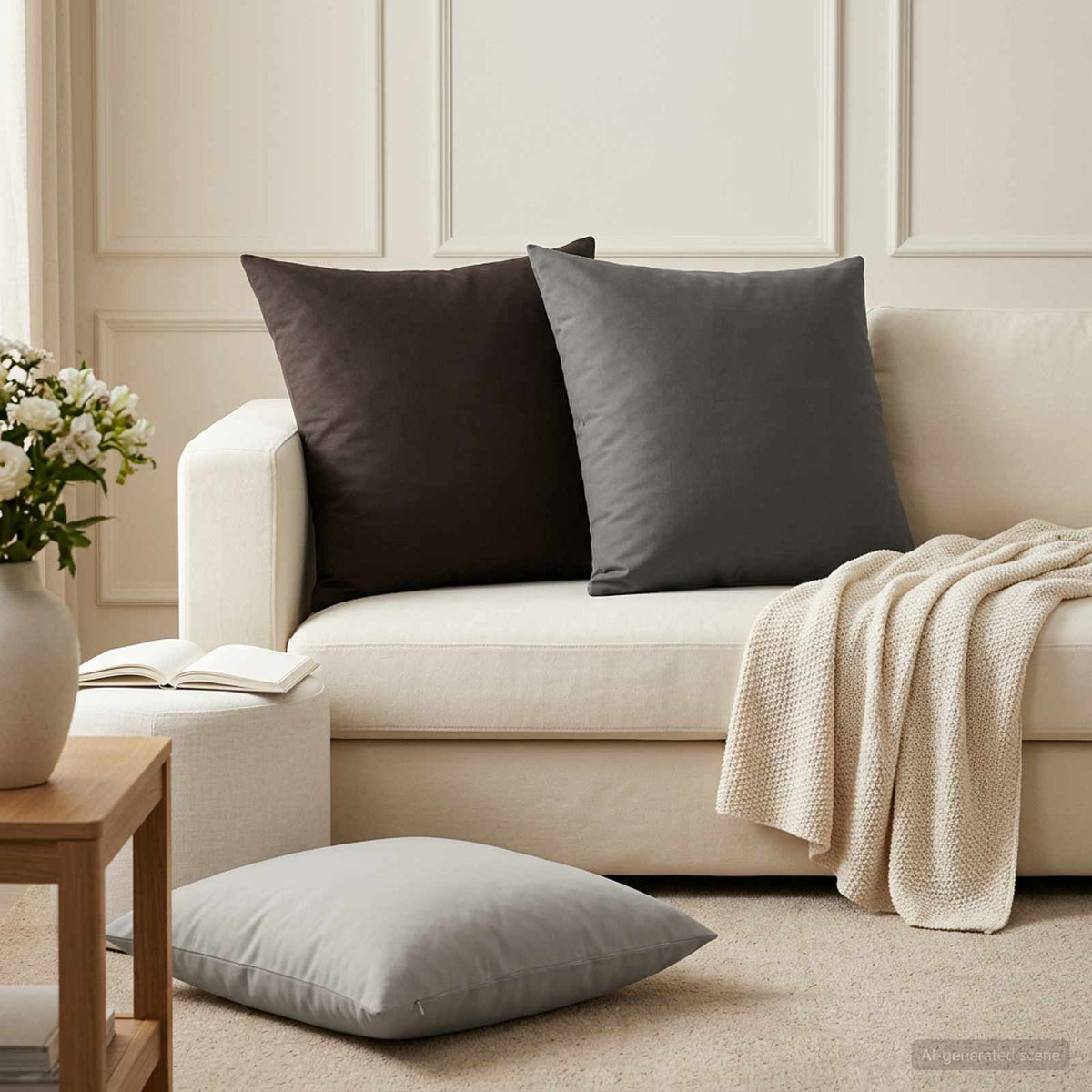Outdoor Cushion Anthracite Polyester 60x60cm