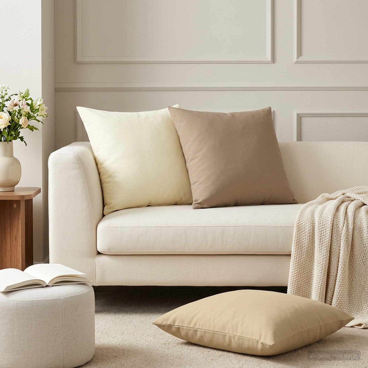 Beige Cushion Set 2pcs 60x60cm