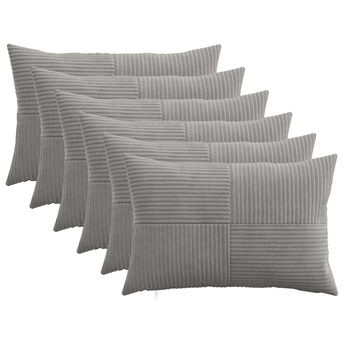 Cushion Covers Light Grey Corduroy 30x50cm