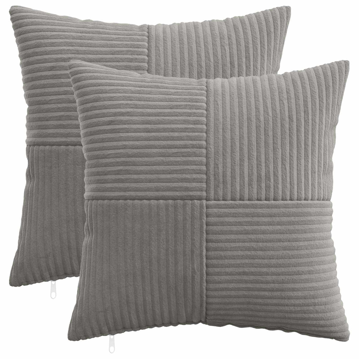 Cushion Covers Light Grey Corduroy 45x45cm
