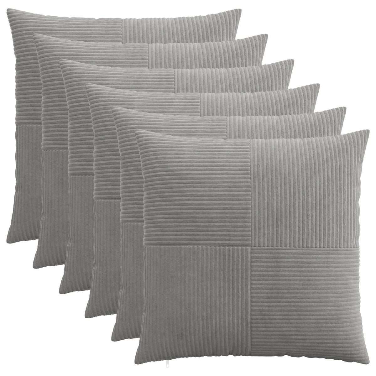 Cushion Covers Light Grey Corduroy 55x55cm