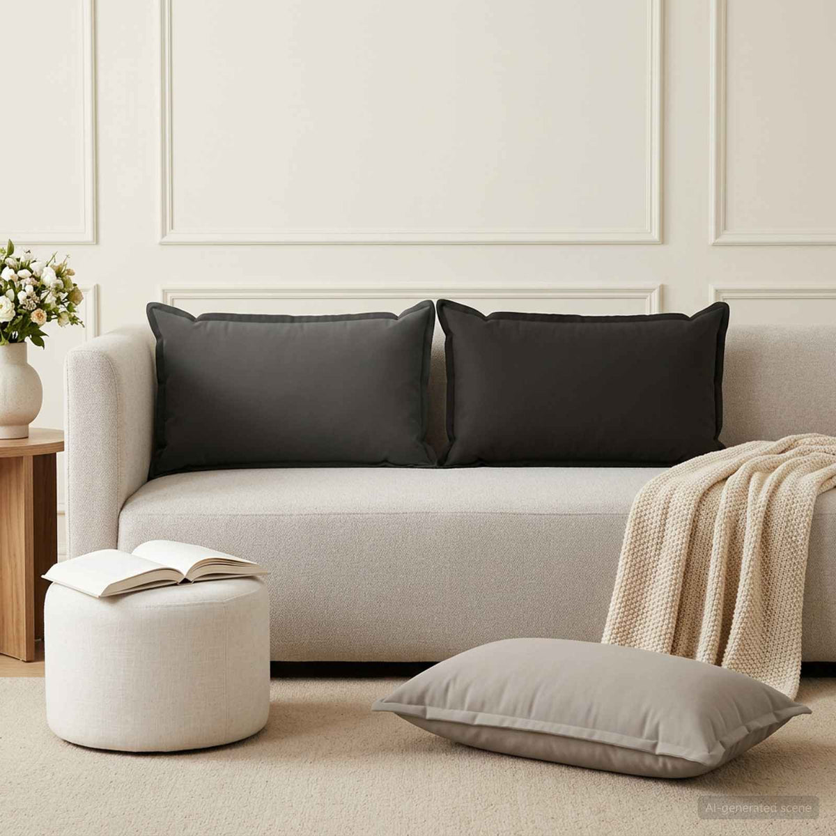 Outdoor Cushion Anthracite Polyester 40x80cm